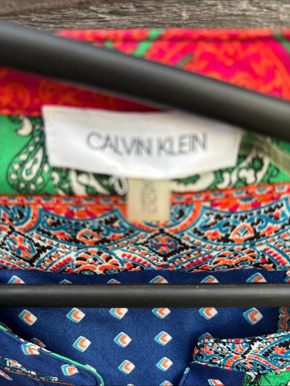 Calvin Klein Colorful Patchwork Print Button-Up Shirt - Picture 5 of 5
